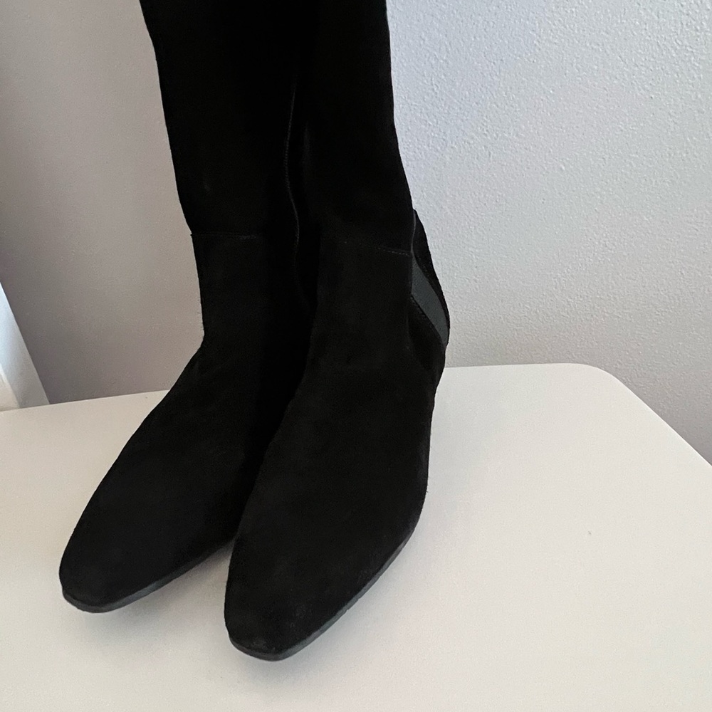 Aquatalia Boots Knee High Suede Leather Black Size 8.5 - Picture 3 of 12